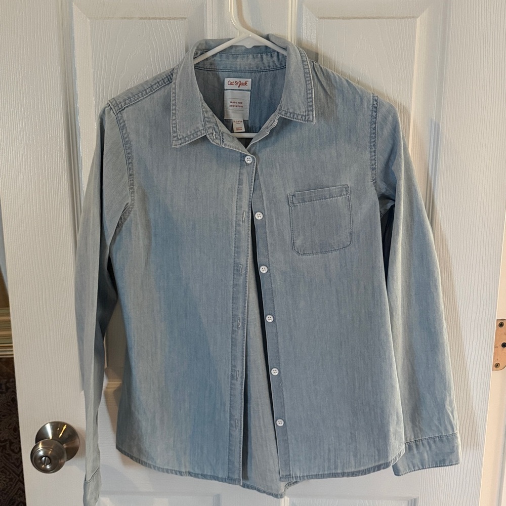 Cat & Jack Light Blue Denim Button-Up Shirt
